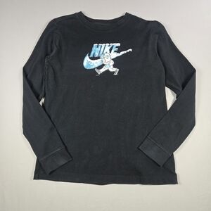 Nike Boys Black Yeti Graphic Long Sleeve Tee Shirt Large (14-16)